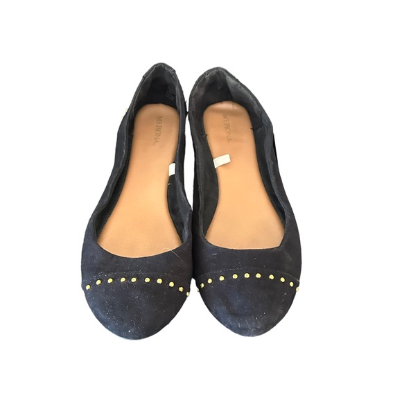 Merona Women’s Black Textile Slip On Studded Ballet Flats Size 9.5 - Picture 3 of 12